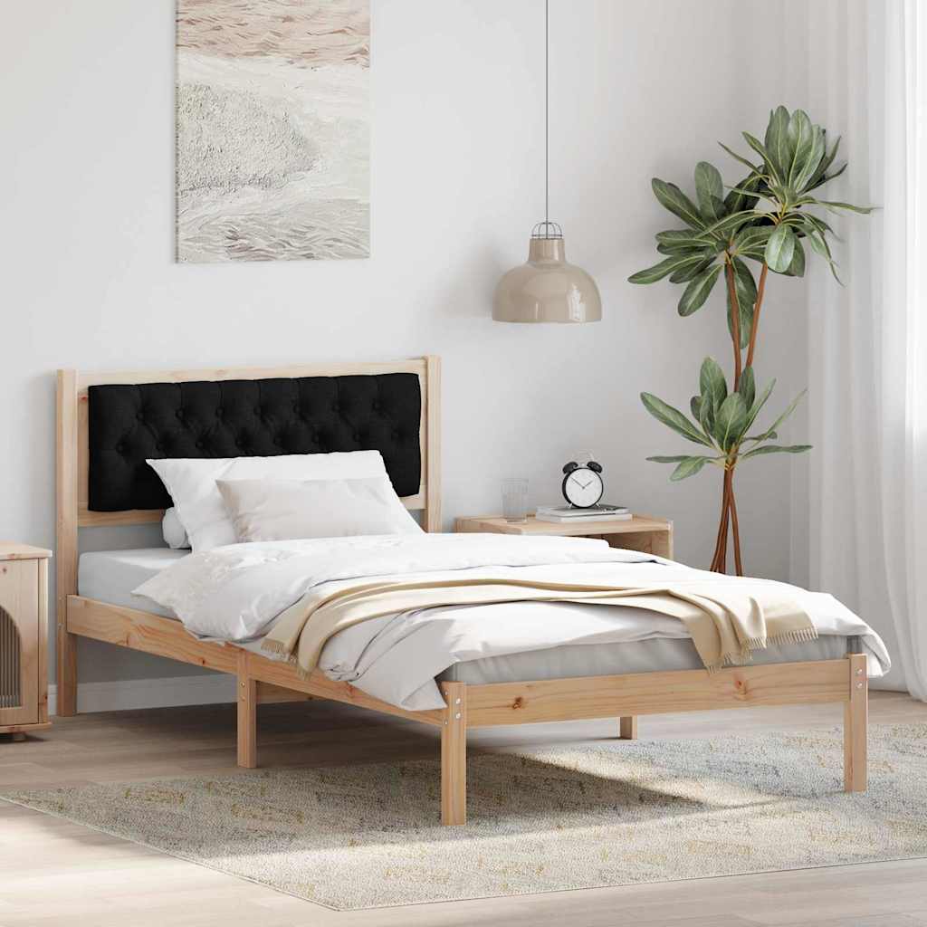 Sengestel med hovedgærde Sort 100 x 200 cm Massiv fyrretræ