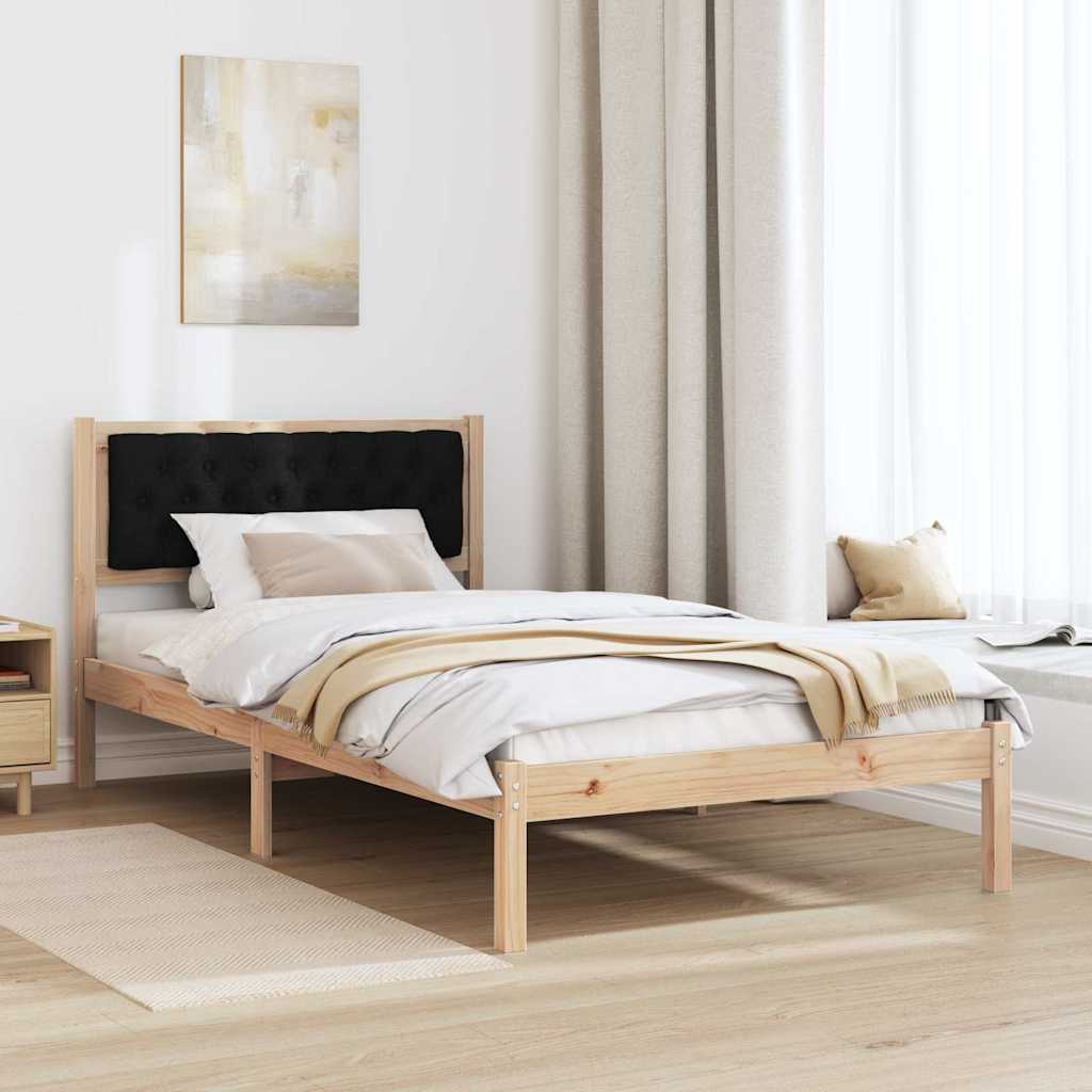 Sengestel med hovedgærde Sort 100 x 200 cm Massiv fyrretræ
