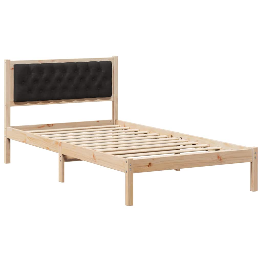 Sengestel med hovedgærde Sort 100 x 200 cm Massiv fyrretræ