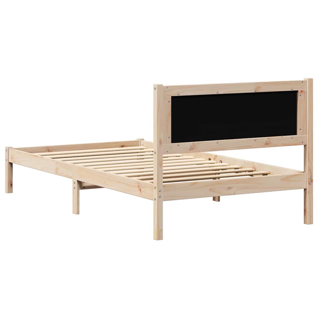 Sengestel med hovedgærde Sort 100 x 200 cm Massiv fyrretræ