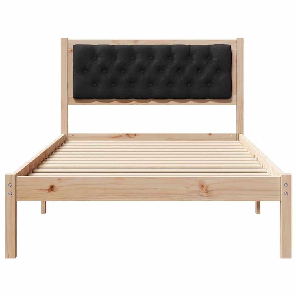 Sengestel med hovedgærde Sort 100 x 200 cm Massiv fyrretræ