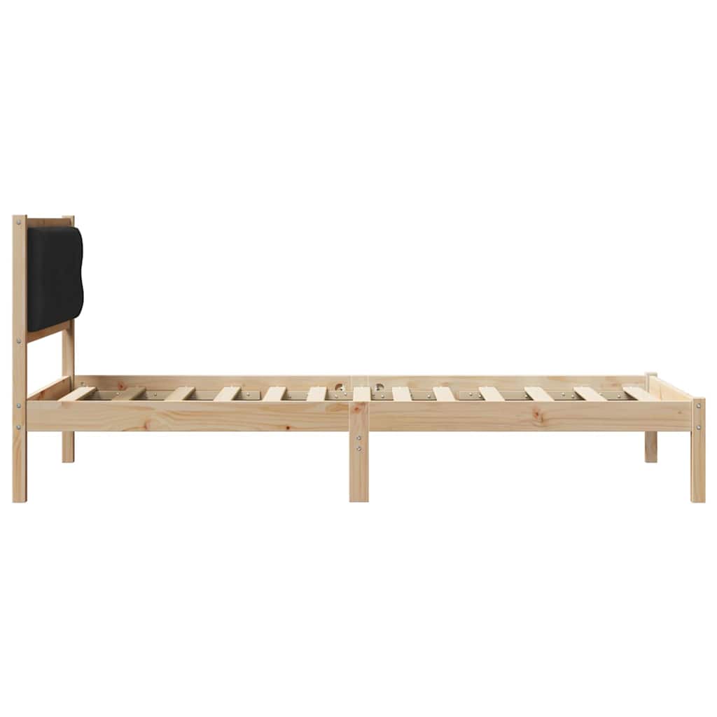 Sengestel med hovedgærde Sort 100 x 200 cm Massiv fyrretræ
