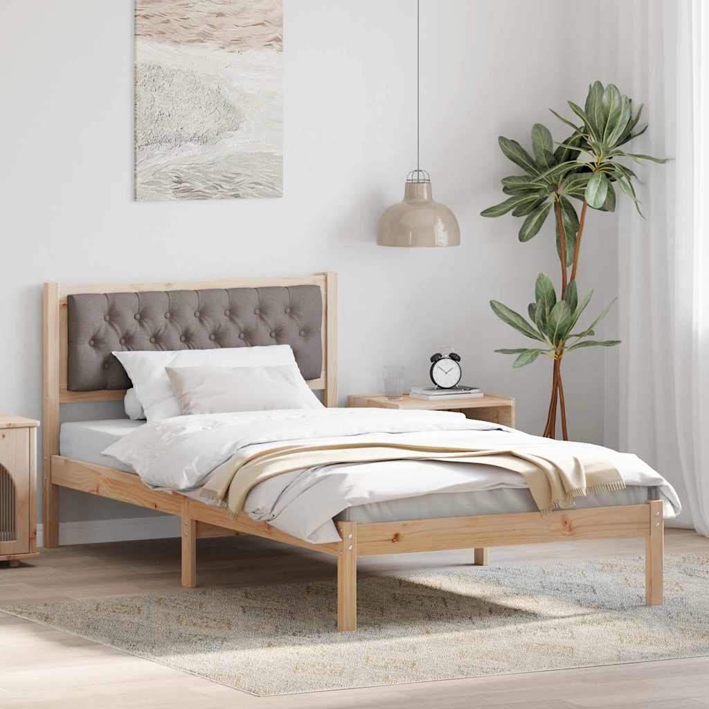 Sengestel med hovedgærde Gråbrun 100 x 200 cm Massiv fyrretræ