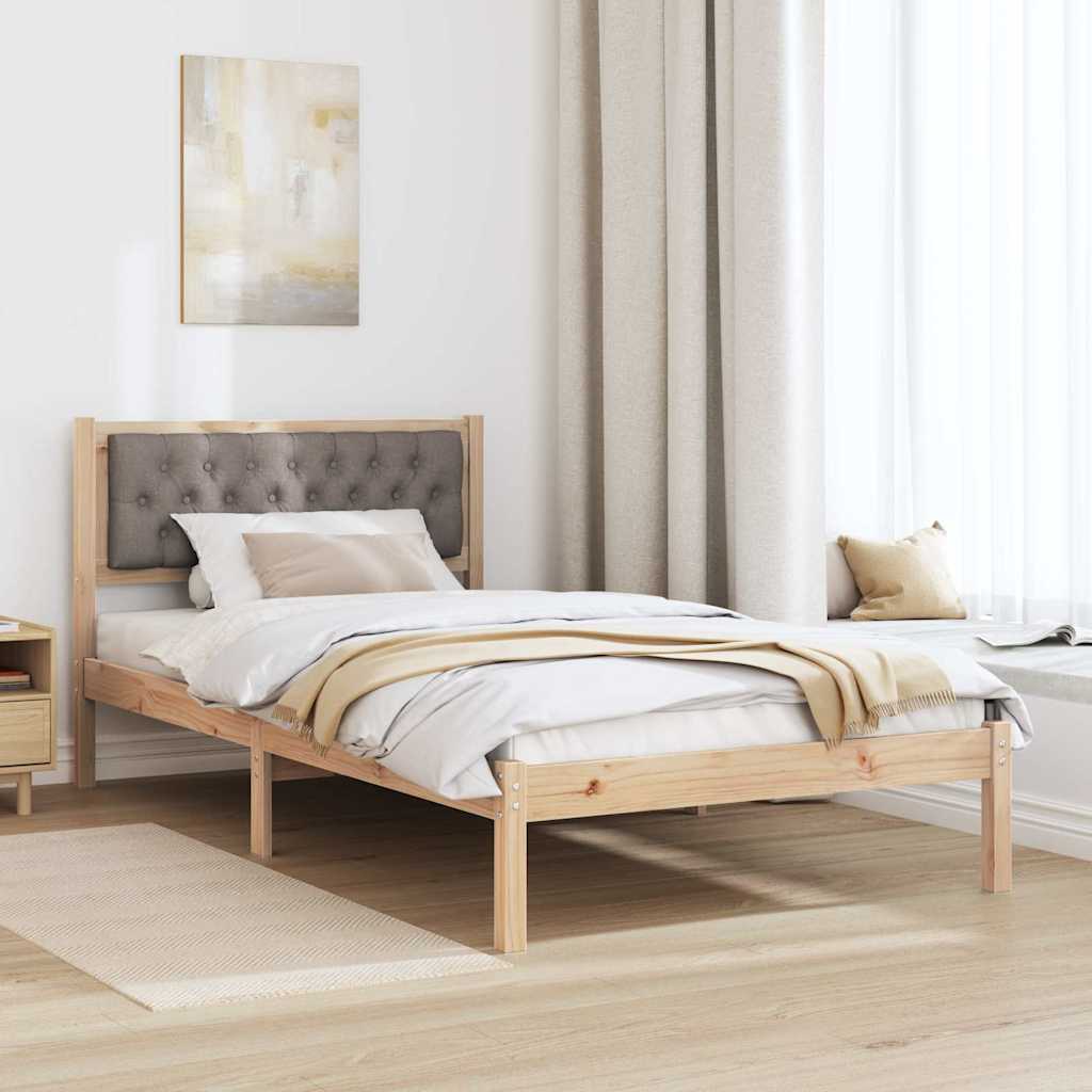 Sengestel med hovedgærde Gråbrun 100 x 200 cm Massiv fyrretræ