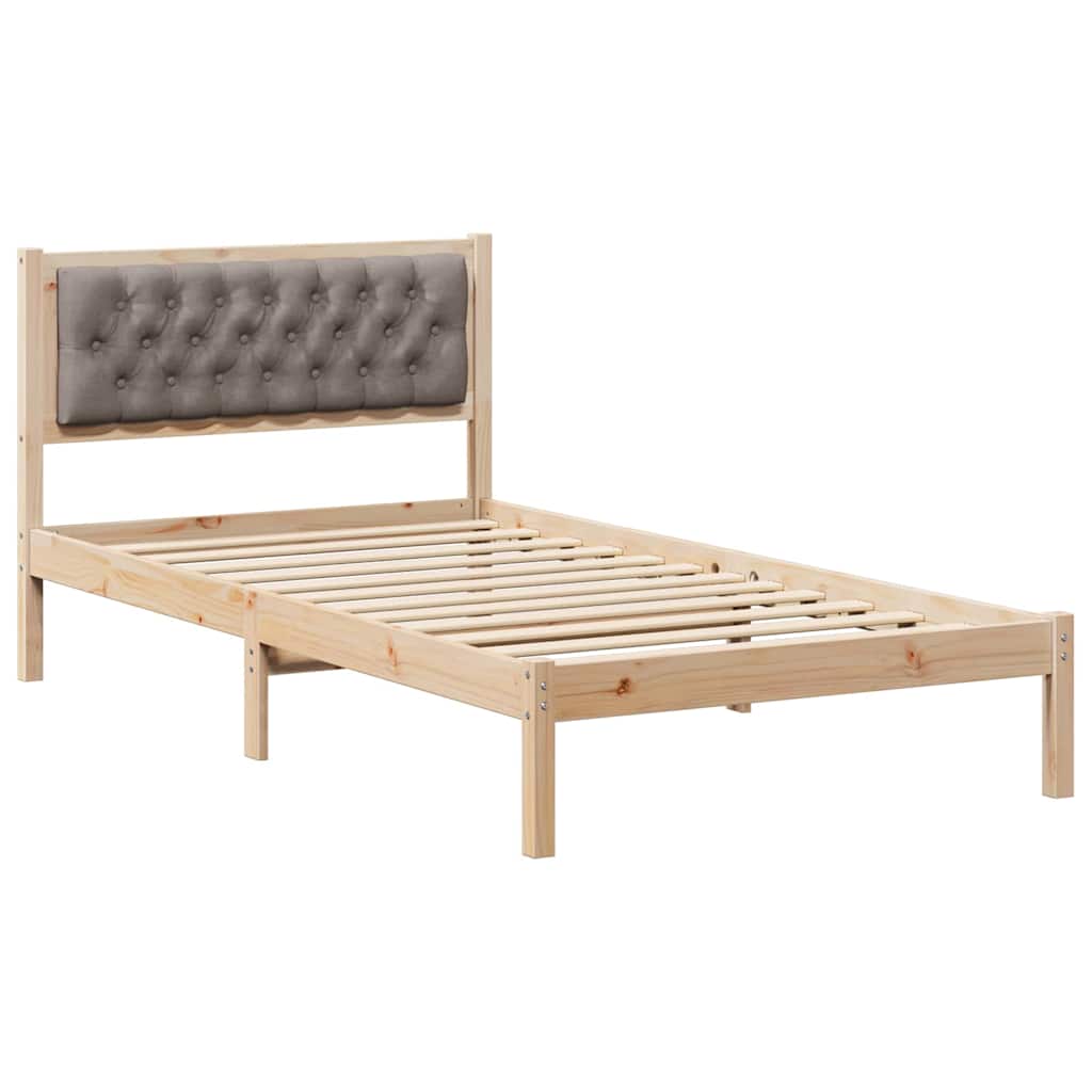 Sengestel med hovedgærde Gråbrun 100 x 200 cm Massiv fyrretræ