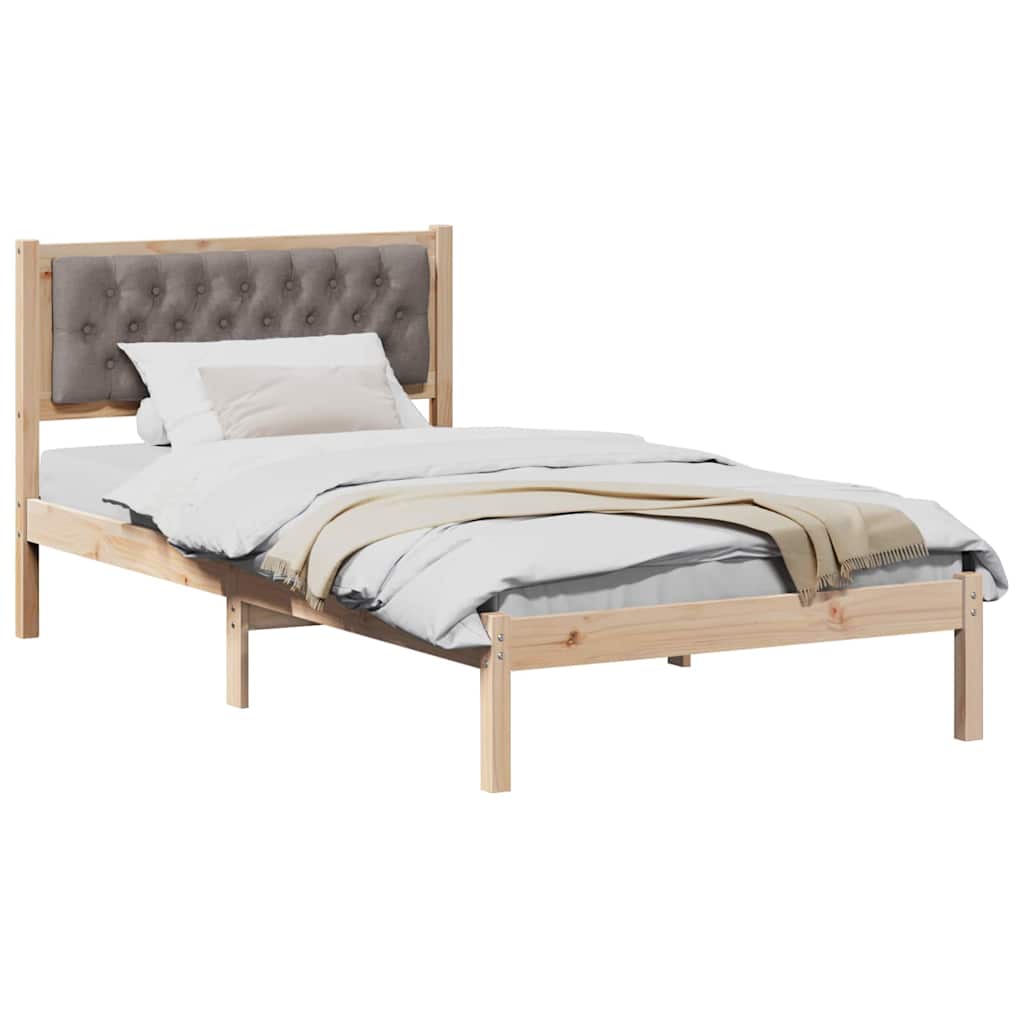 Sengestel med hovedgærde Gråbrun 100 x 200 cm Massiv fyrretræ