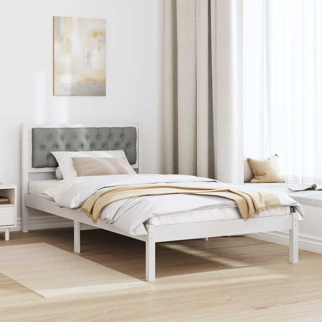 Sengestel med hovedgærde Lysegrå 100 x 200 cm Massiv fyrretræ
