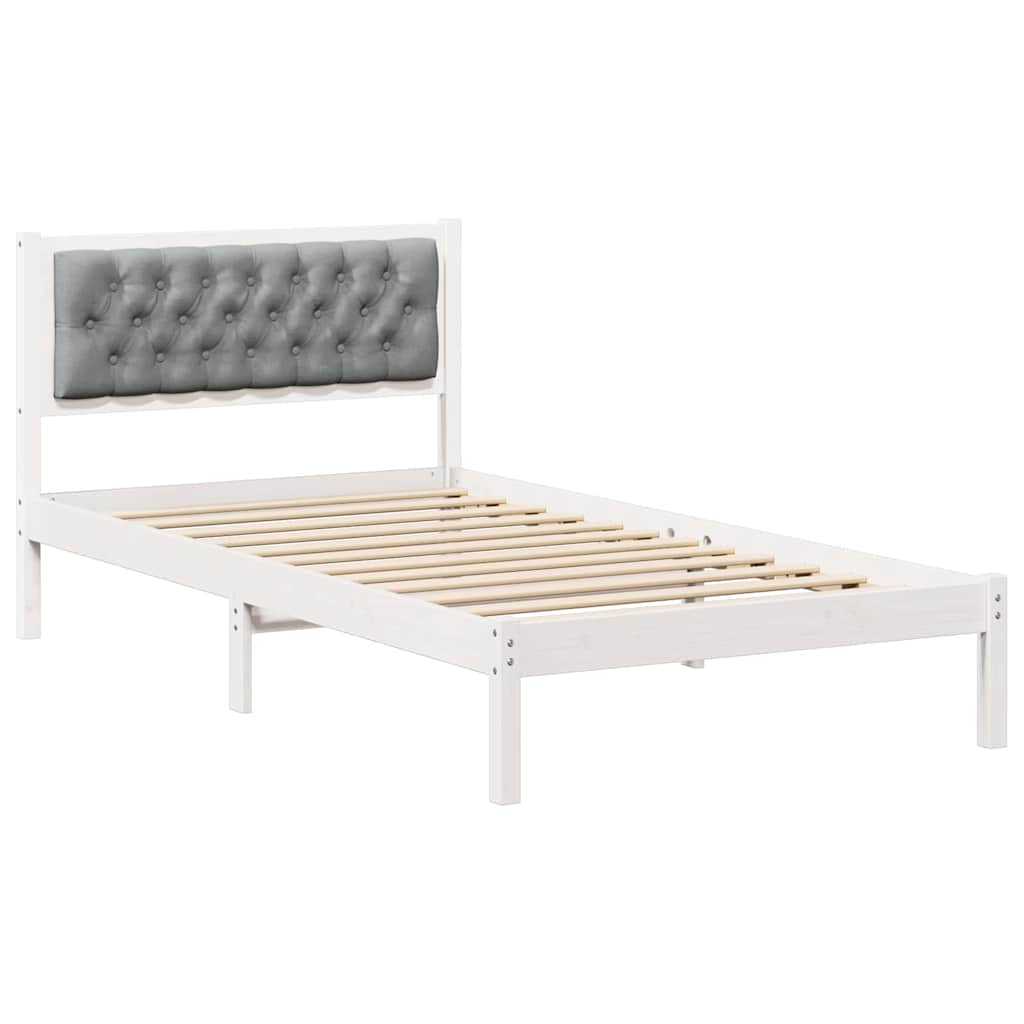 Sengestel med hovedgærde Lysegrå 100 x 200 cm Massiv fyrretræ