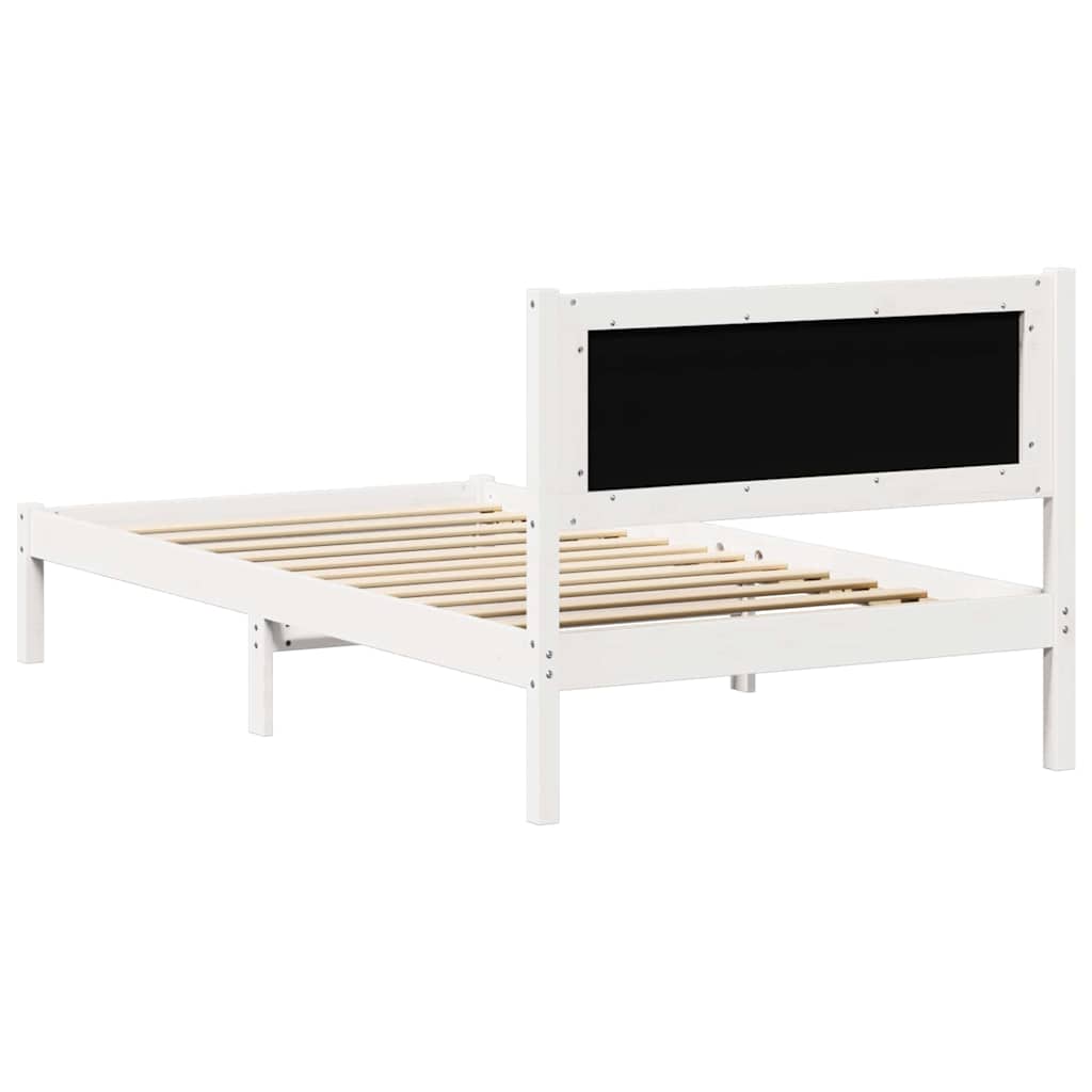 Sengestel med hovedgærde Lysegrå 100 x 200 cm Massiv fyrretræ