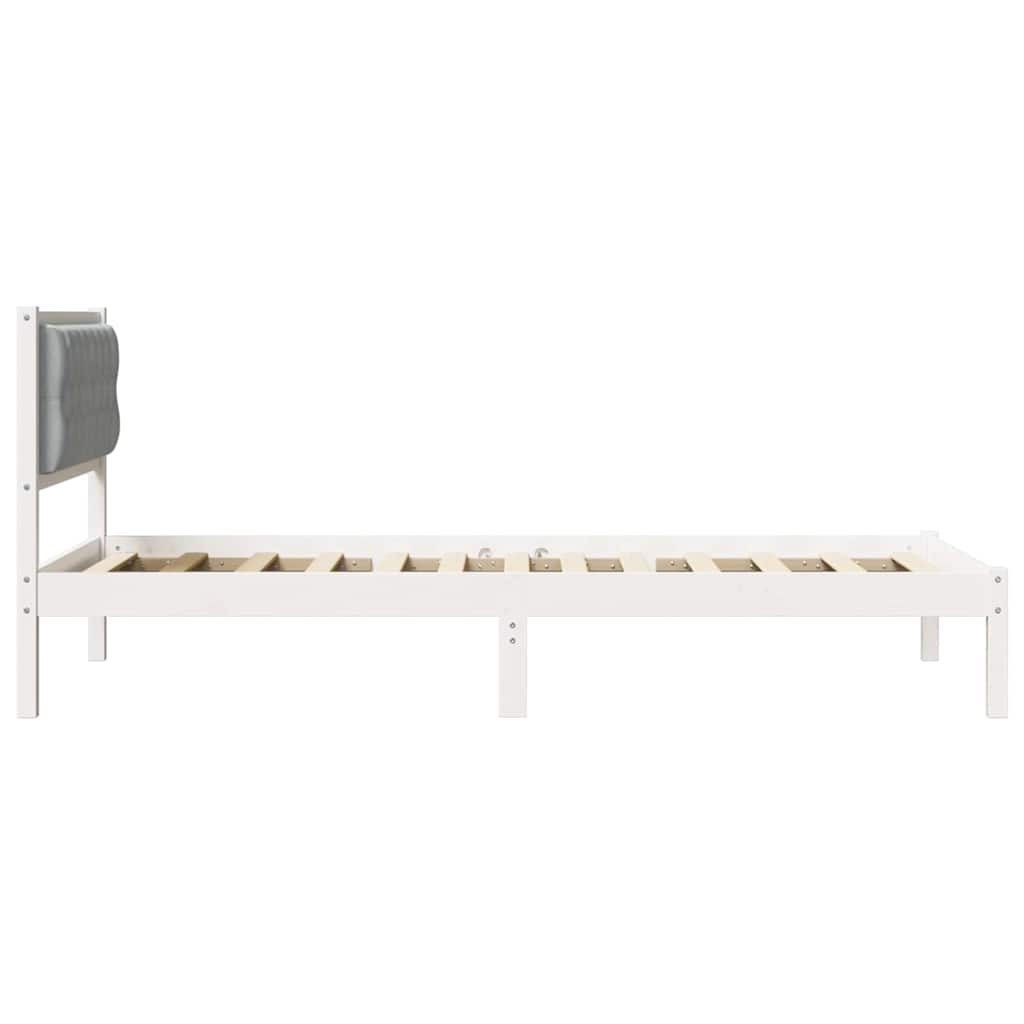 Sengestel med hovedgærde Lysegrå 100 x 200 cm Massiv fyrretræ