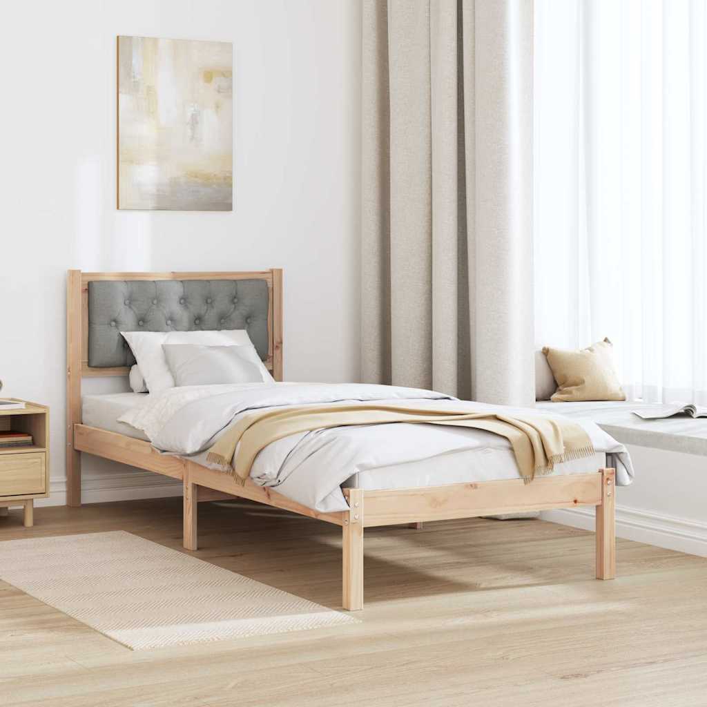 Sengestel med hovedgærde Lysegrå 90 x 200 cm Massiv fyrretræ