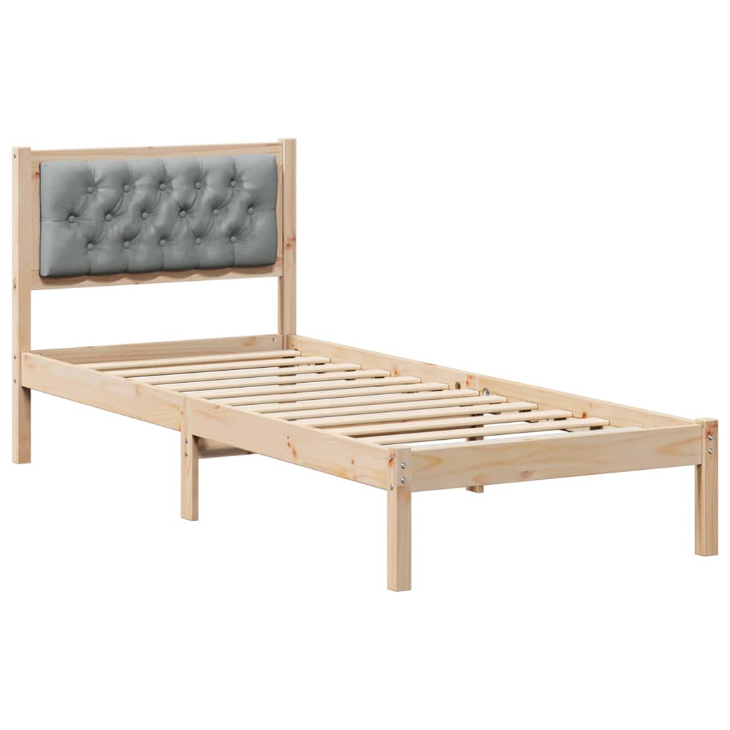 Sengestel med hovedgærde Lysegrå 90 x 200 cm Massiv fyrretræ