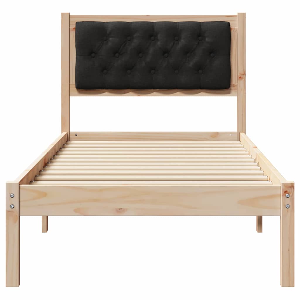 Sengestel med hovedgærde Sort 90 x 200 cm Massiv fyrretræ