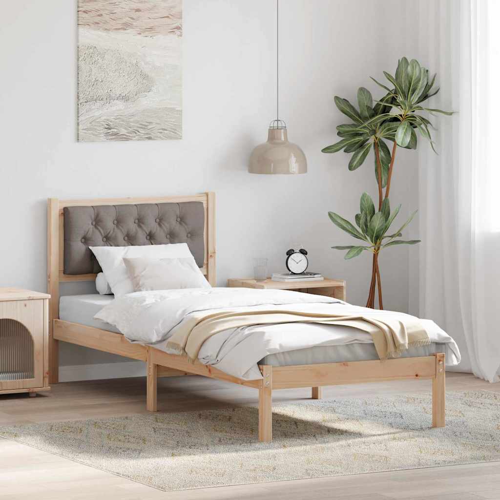 Sengestel med hovedgærde Gråbrun 90 x 200 cm Massiv fyrretræ