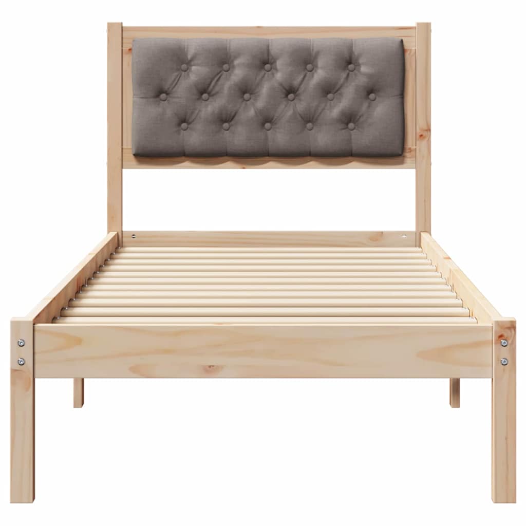 Sengestel med hovedgærde Gråbrun 90 x 200 cm Massiv fyrretræ
