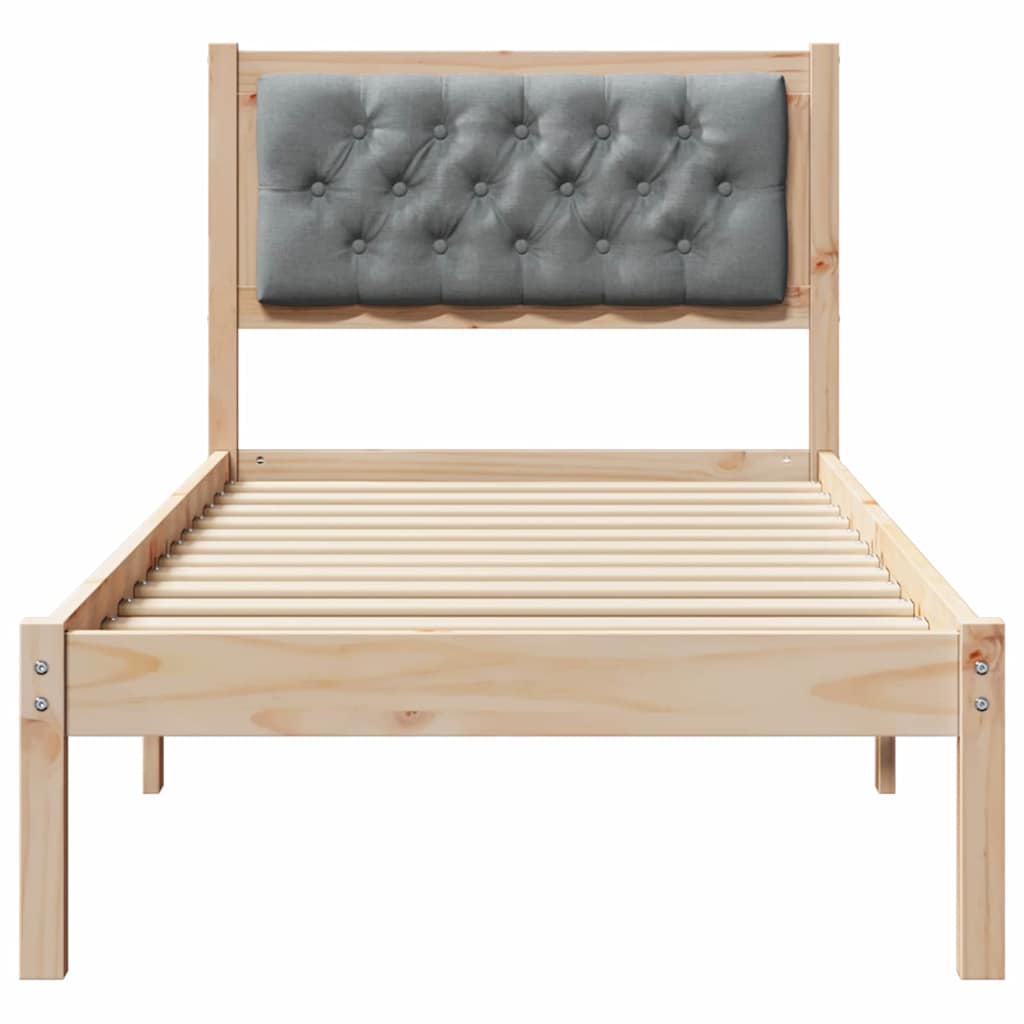 Sengestel med hovedgærde Lysegrå 80 x 200 cm Massiv fyrretræ