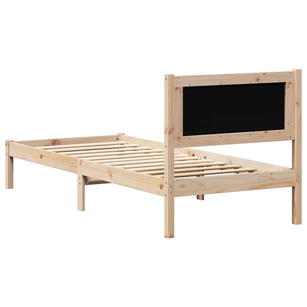 Sengestel med hovedgærde Mørkegrå 80 x 200 cm Massiv fyrretræ