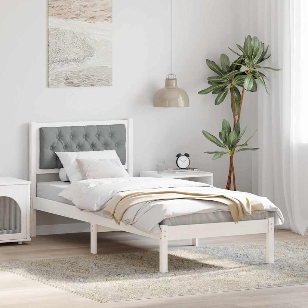 Sengestel med hovedgærde Lysegrå 80 x 200 cm Massiv fyrretræ