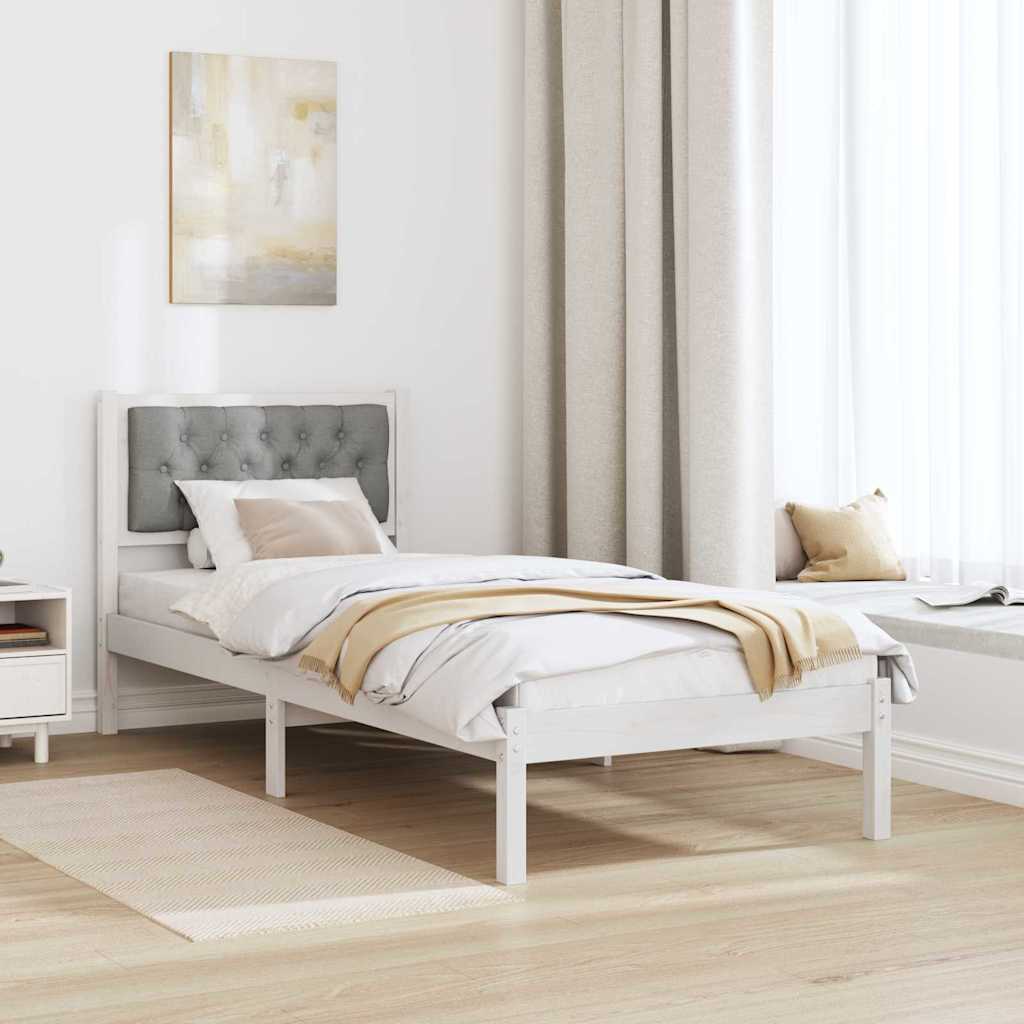 Sengestel med hovedgærde Lysegrå 80 x 200 cm Massiv fyrretræ
