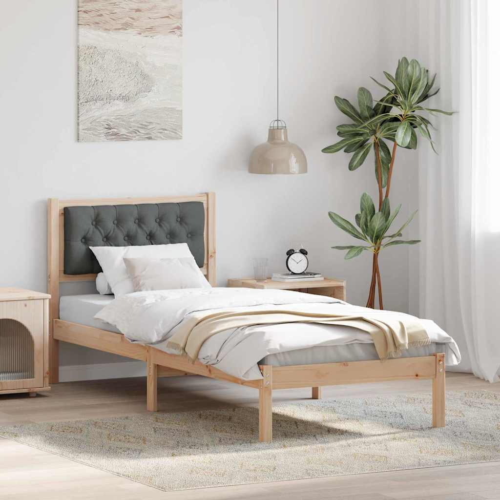 Sengestel med hovedgærde Mørkegrå 90 x 190 cm Massiv fyrretræ