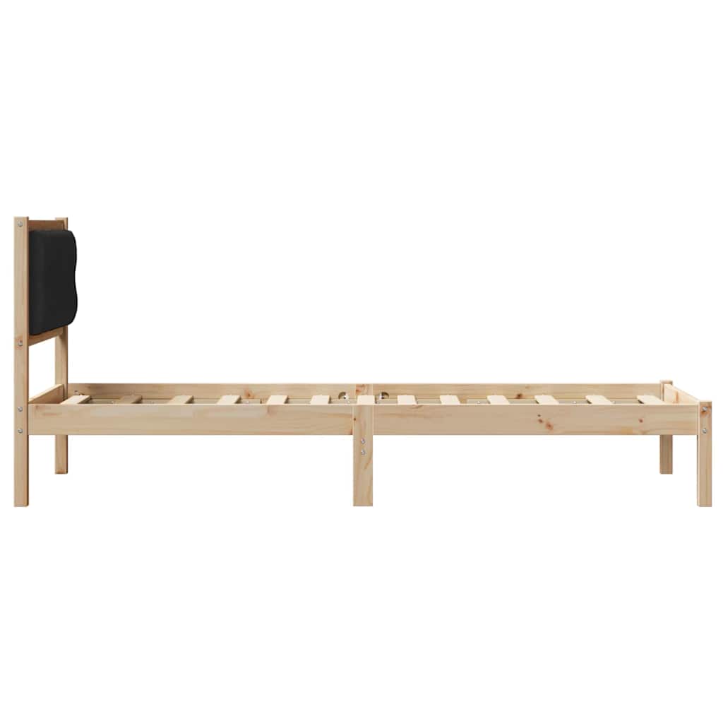 Sengestel med hovedgærde Sort 90 x 190 cm Massiv fyrretræ