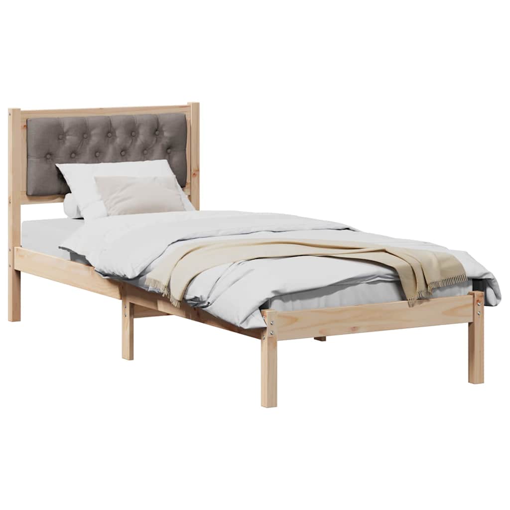 Sengestel med hovedgærde Gråbrun 90 x 190 cm Massiv fyrretræ