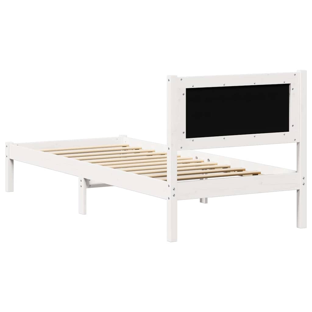 Sengestel med hovedgærde Lysegrå 90 x 190 cm Massiv fyrretræ