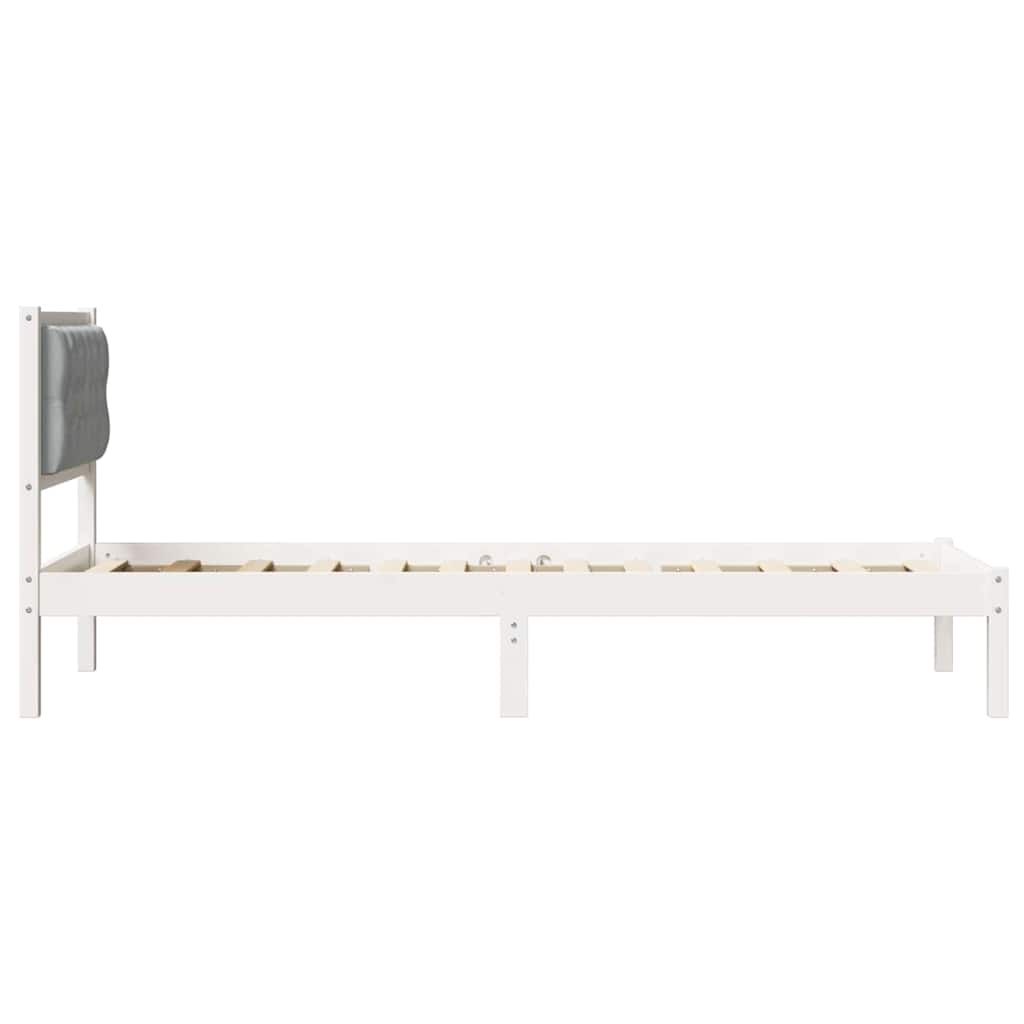 Sengestel med hovedgærde Lysegrå 90 x 190 cm Massiv fyrretræ
