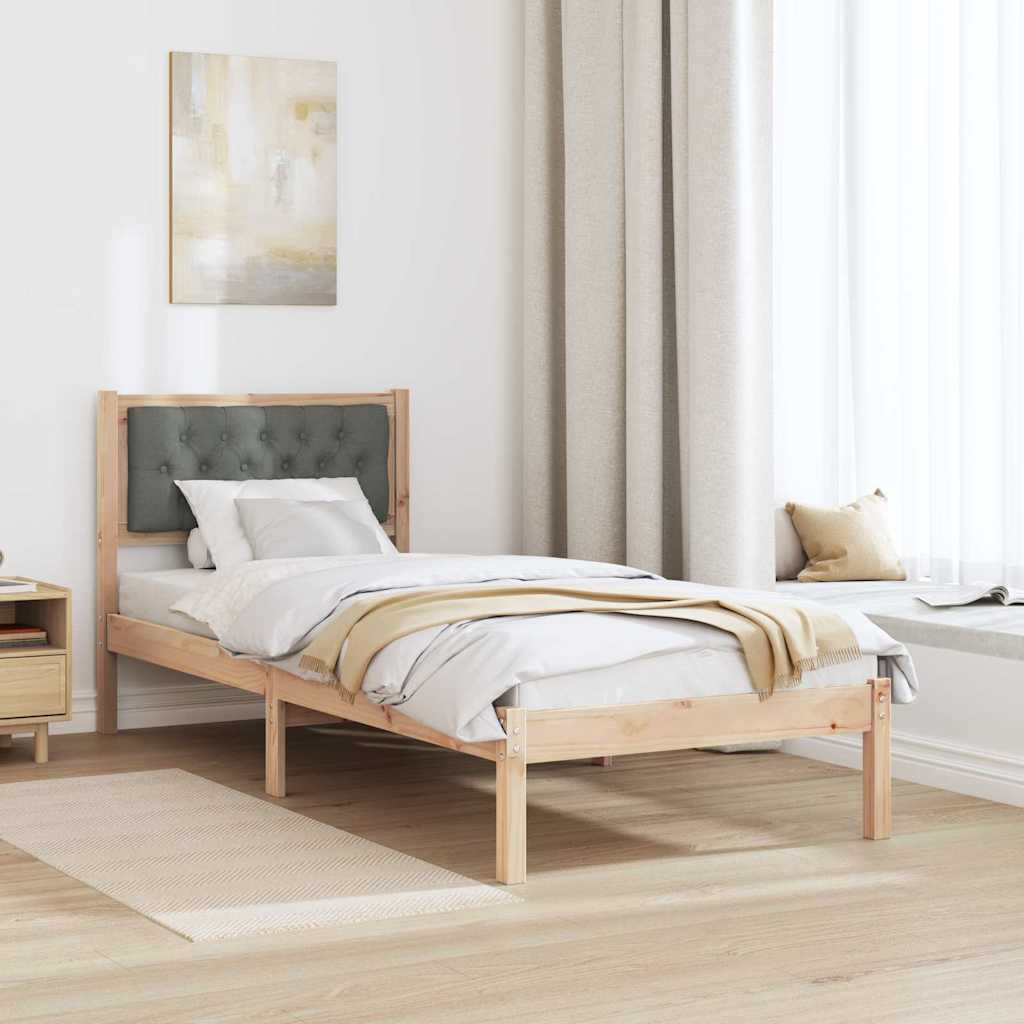 Sengestel med hovedgærde Mørkegrå 75 x 190 cm Massiv fyrretræ