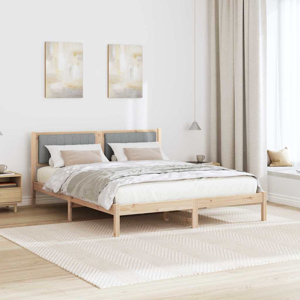 Sengestel med Polstret Hovedgavl Lysegrå 160 x 200 cm