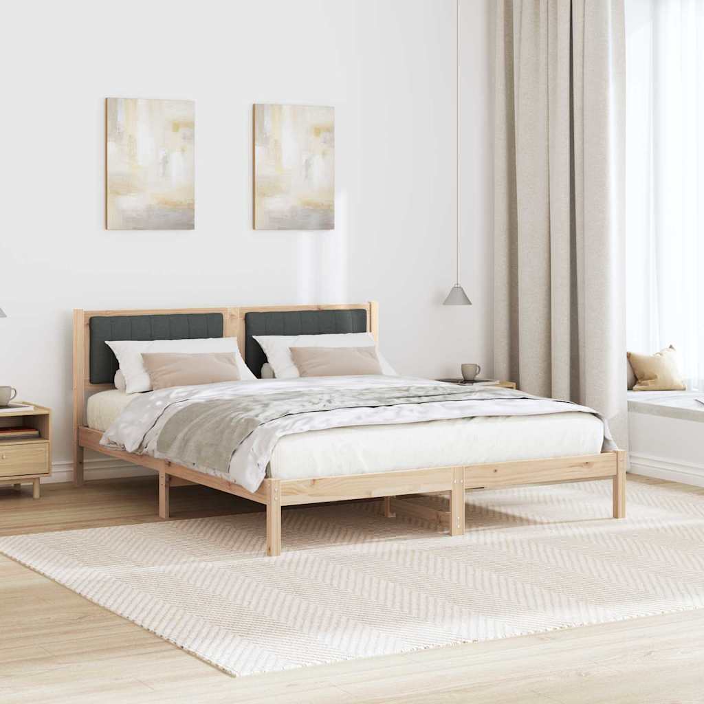 Sengestel med Polstret Hovedgavl Mørkegrå 160 x 200 cm
