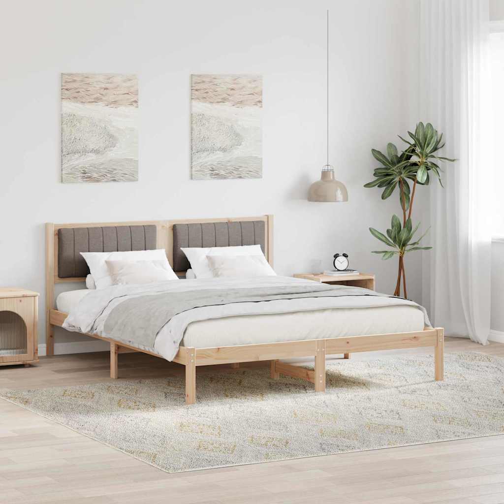 Sengestel med Polstret Hovedgavl Gråbrun 160 x 200 cm