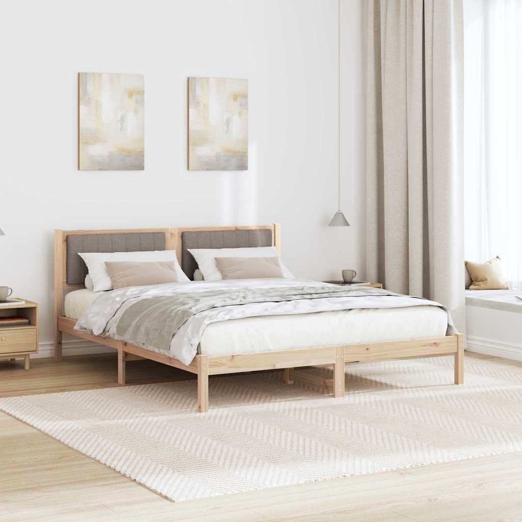 Sengestel med Polstret Hovedgavl Gråbrun 160 x 200 cm