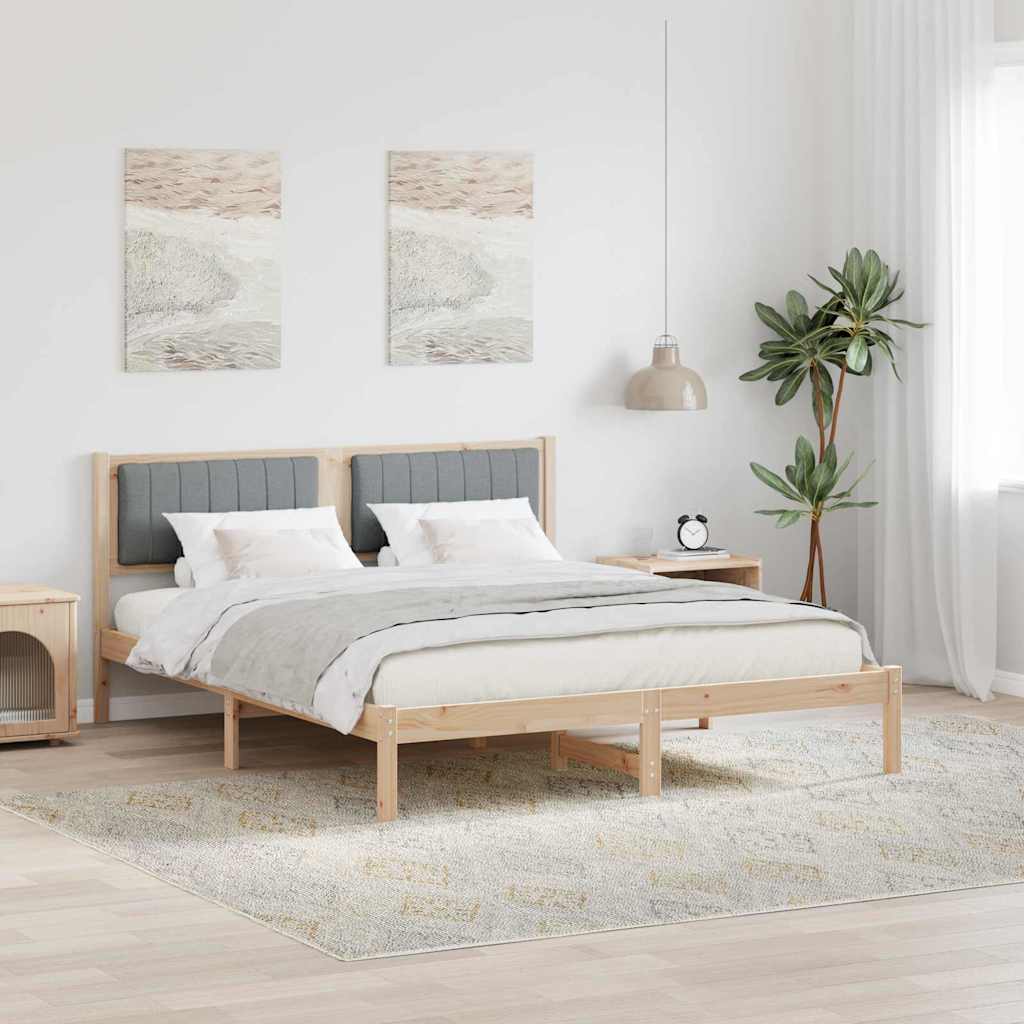 Sengestel med Polstret Hovedgavl Lysegrå 150 x 200 cm