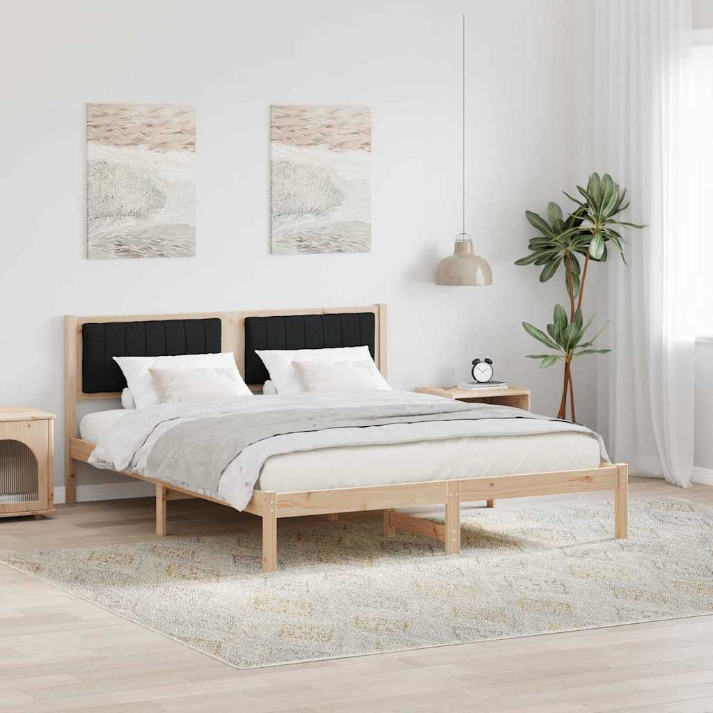 Sengestel med Polstret Hovedgavl Sort 150 x 200 cm