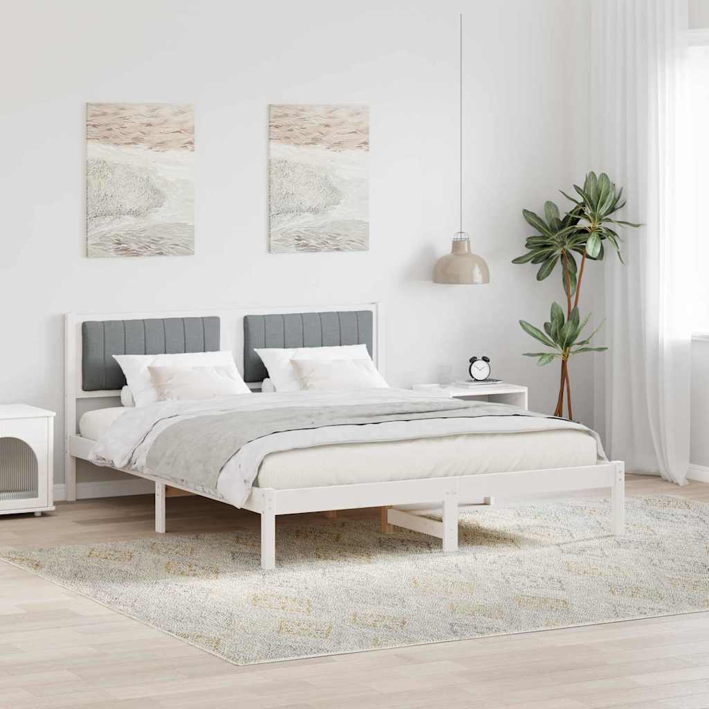 Sengestel med Polstret Hovedgavl Lysegrå 150 x 200 cm