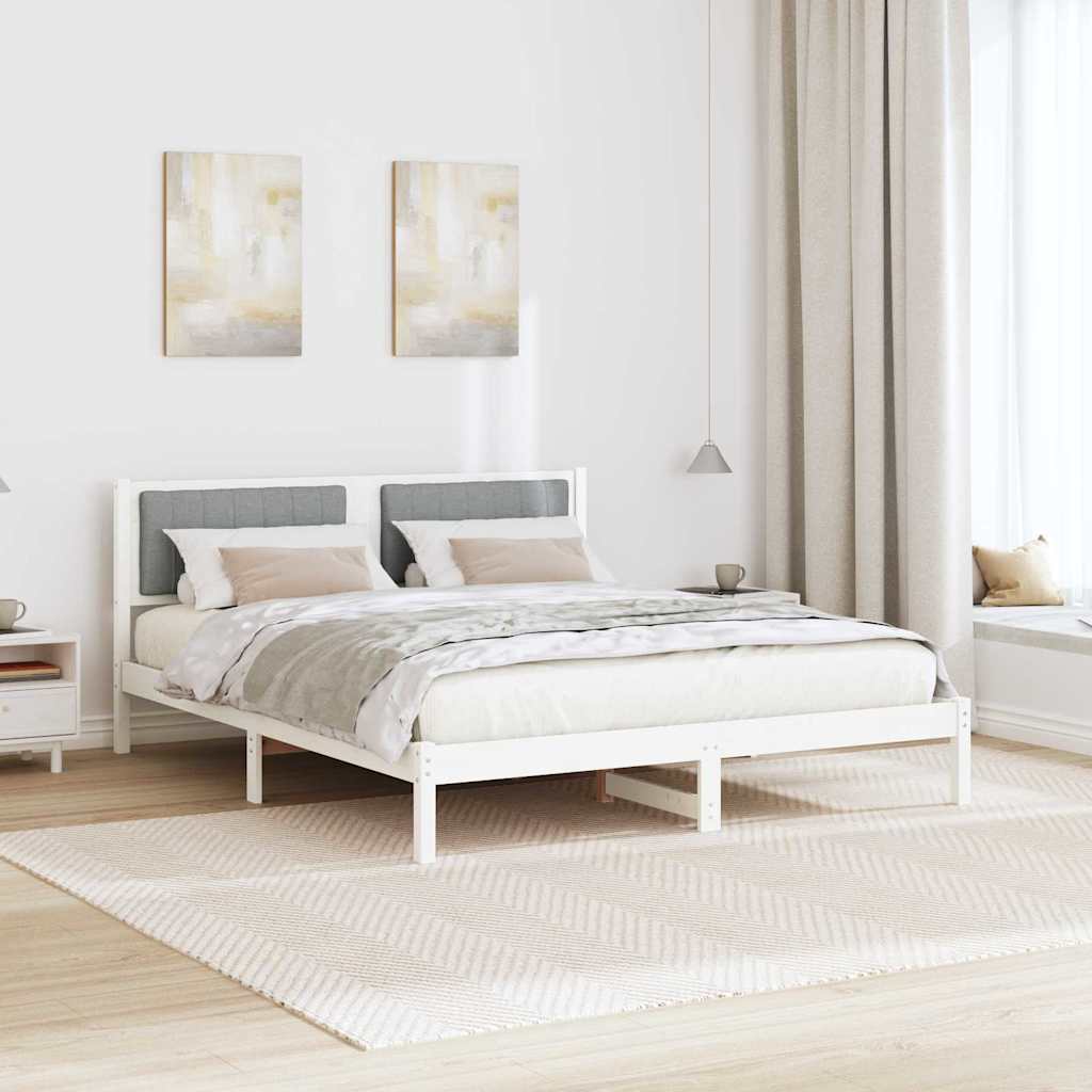 Sengestel med Polstret Hovedgavl Lysegrå 150 x 200 cm
