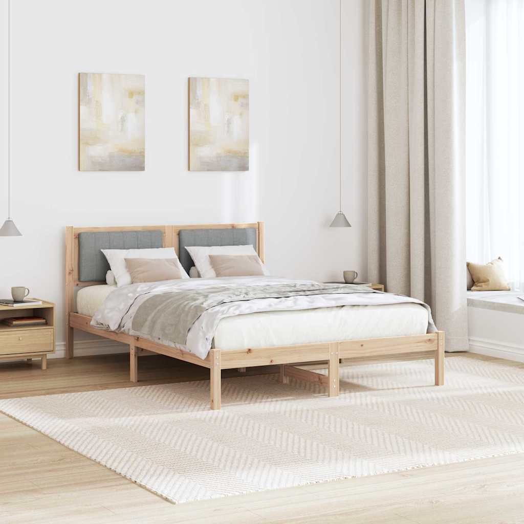 Sengestel med Polstret Hovedgavl Lysegrå 140 x 200 cm