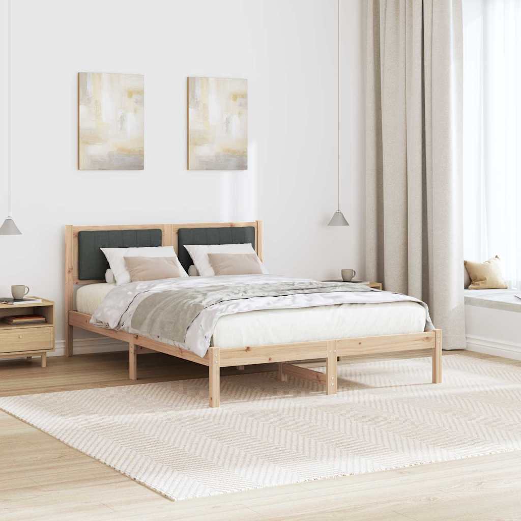 Sengestel med Polstret Hovedgavl Mørkegrå 140 x 200 cm