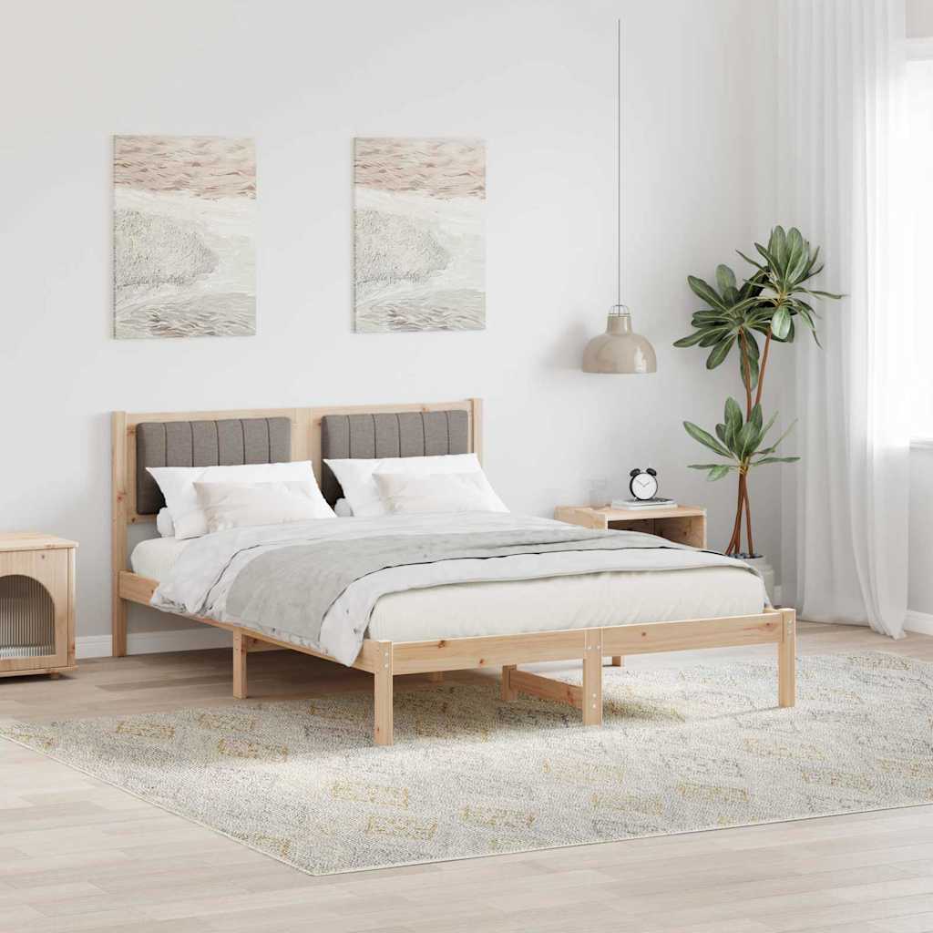 Sengestel med Polstret Hovedgavl Gråbrun 140 x 200 cm