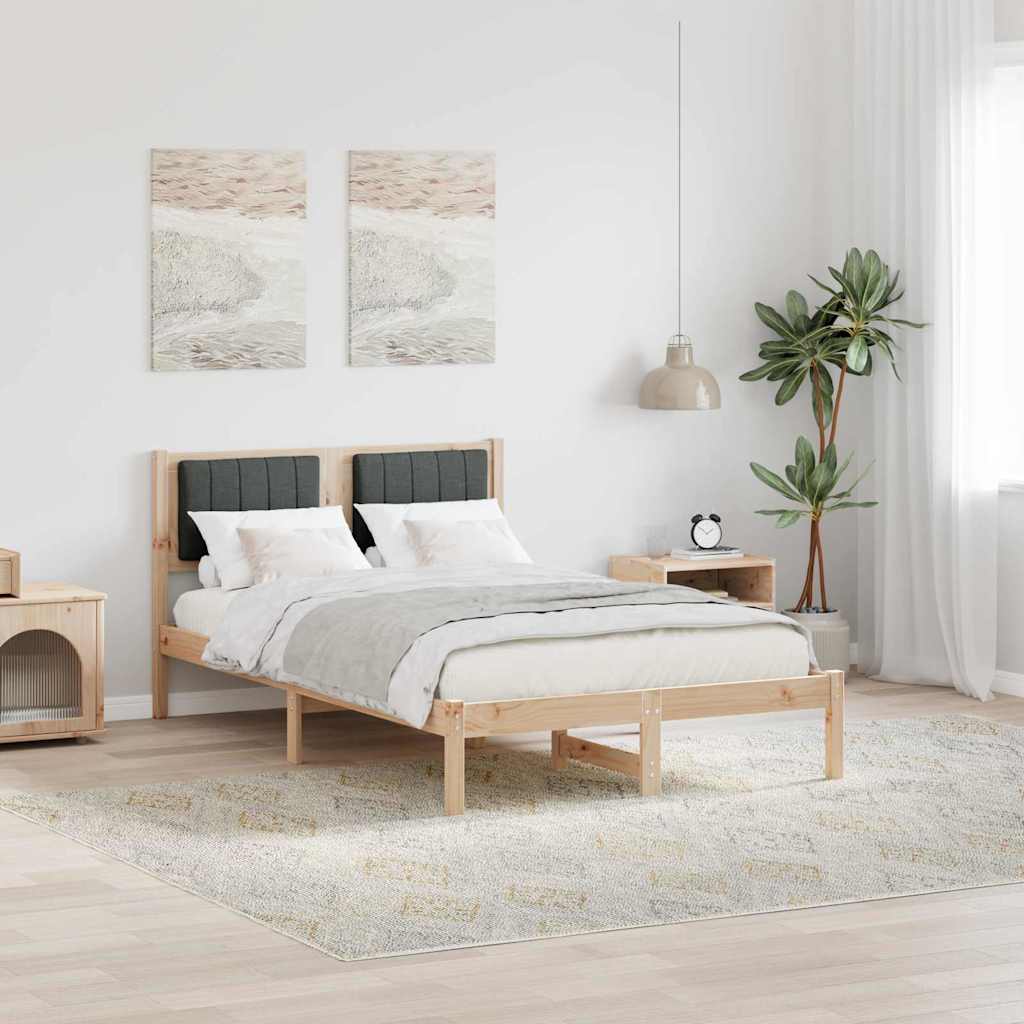 Sengestel med Polstret Hovedgavl Mørkegrå 120 x 200 cm