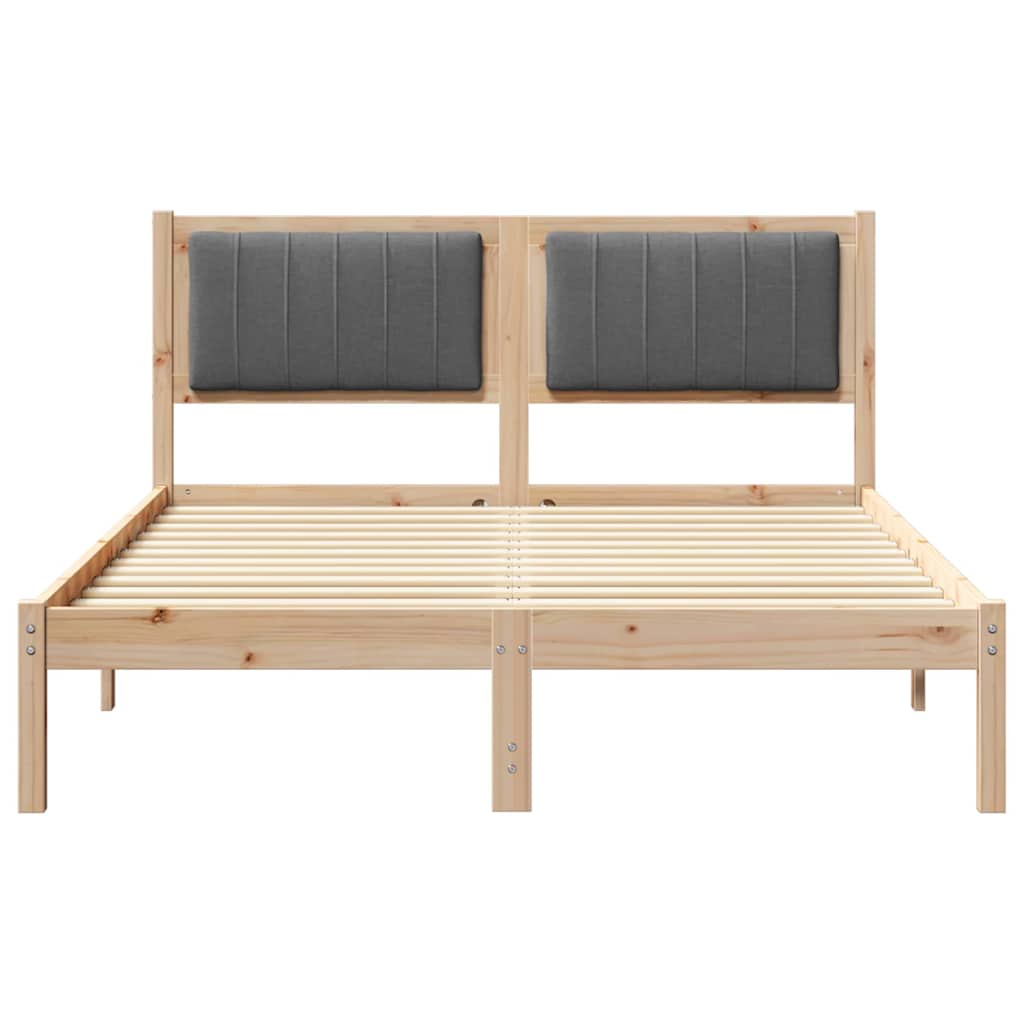 Sengestel med Polstret Hovedgavl Mørkegrå 140 x 190 cm