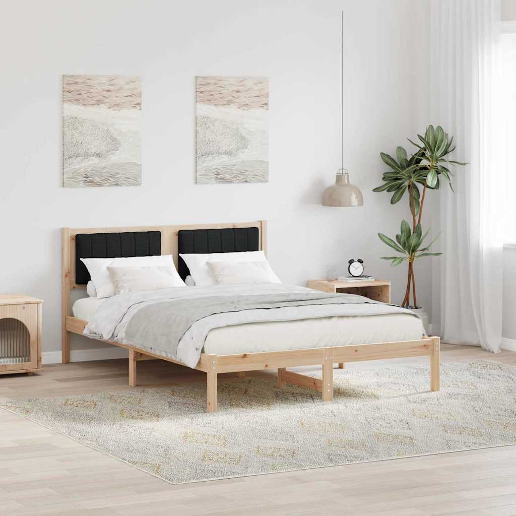 Sengestel med Polstret Hovedgavl Sort 140 x 190 cm