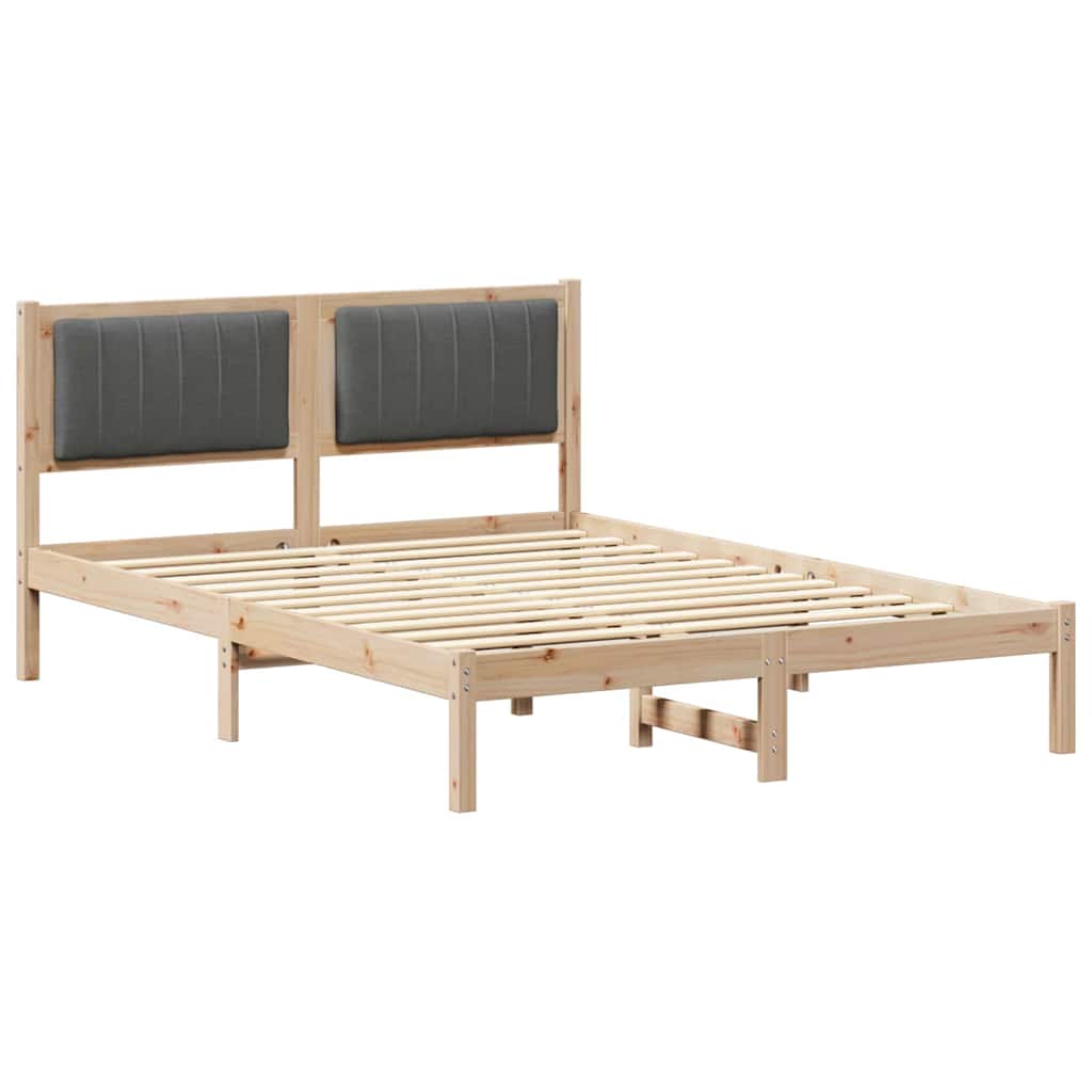 Sengestel med Polstret Hovedgavl Mørkegrå 135 x 190 cm