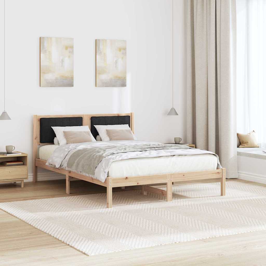 Sengestel med Polstret Hovedgavl Sort 135 x 190 cm