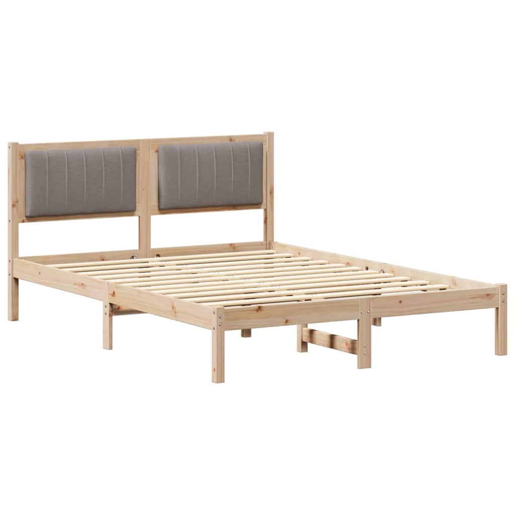 Sengestel med Polstret Hovedgavl Gråbrun 135 x 190 cm