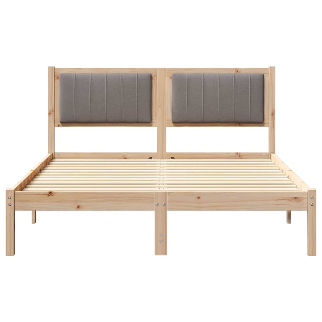 Sengestel med Polstret Hovedgavl Gråbrun 135 x 190 cm