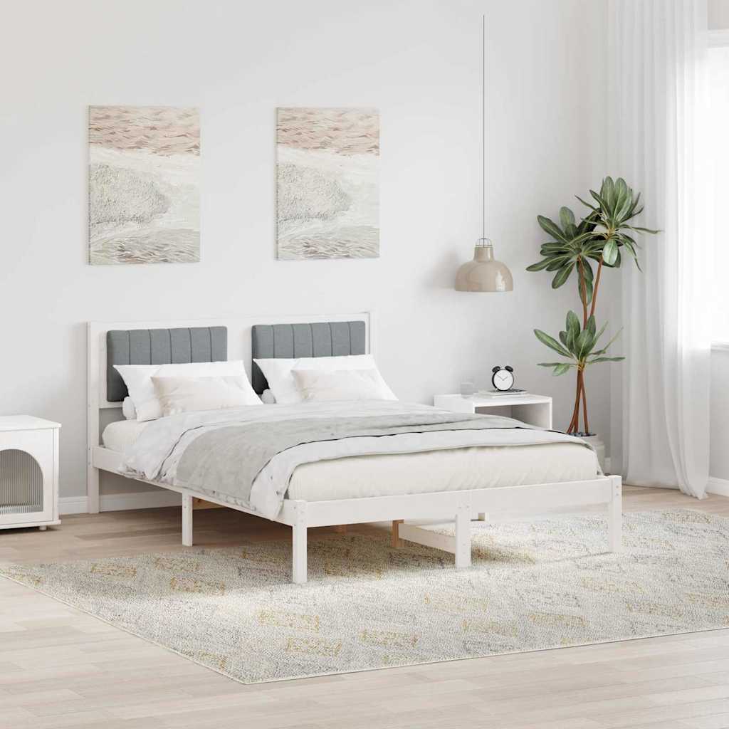 Sengestel med Polstret Hovedgavl Lysegrå 135 x 190 cm