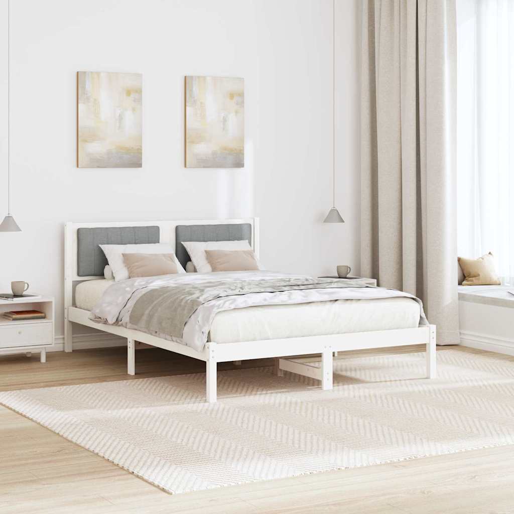 Sengestel med Polstret Hovedgavl Lysegrå 135 x 190 cm