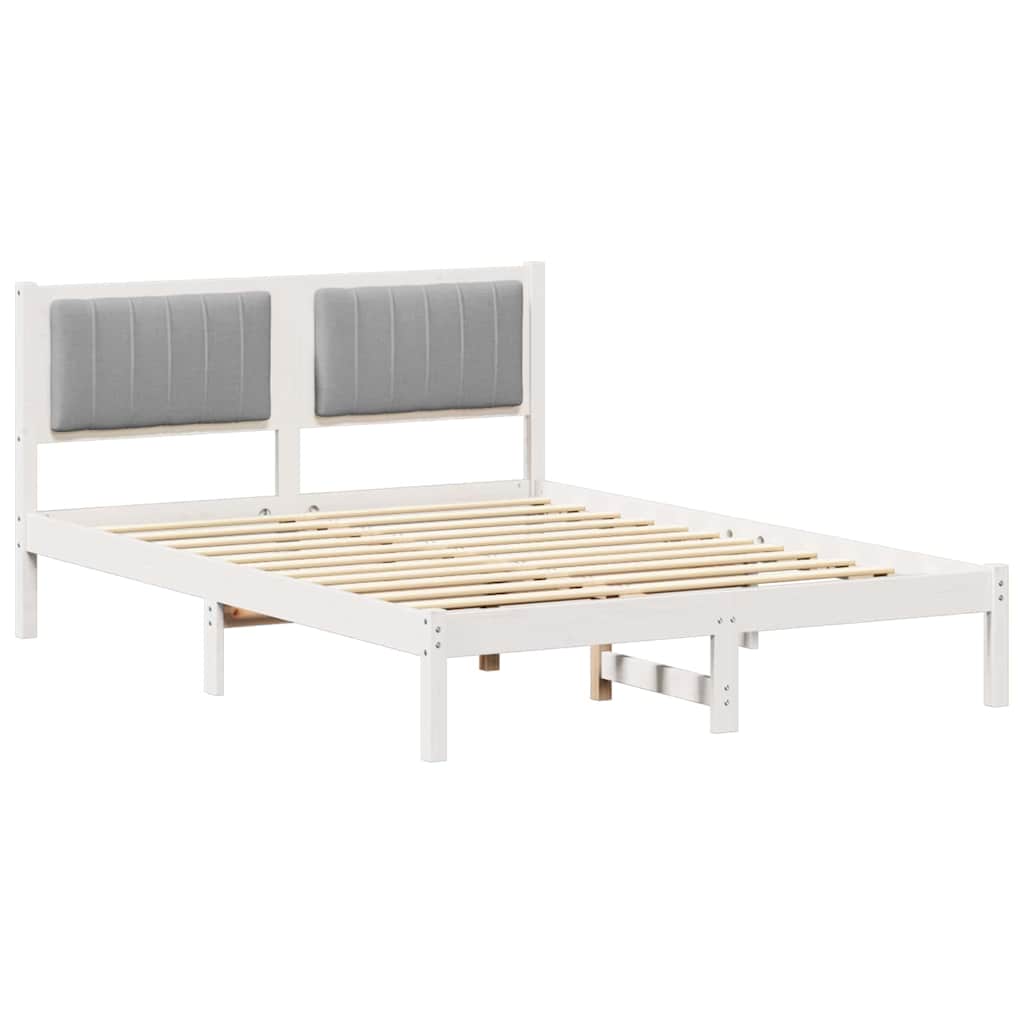 Sengestel med Polstret Hovedgavl Lysegrå 135 x 190 cm